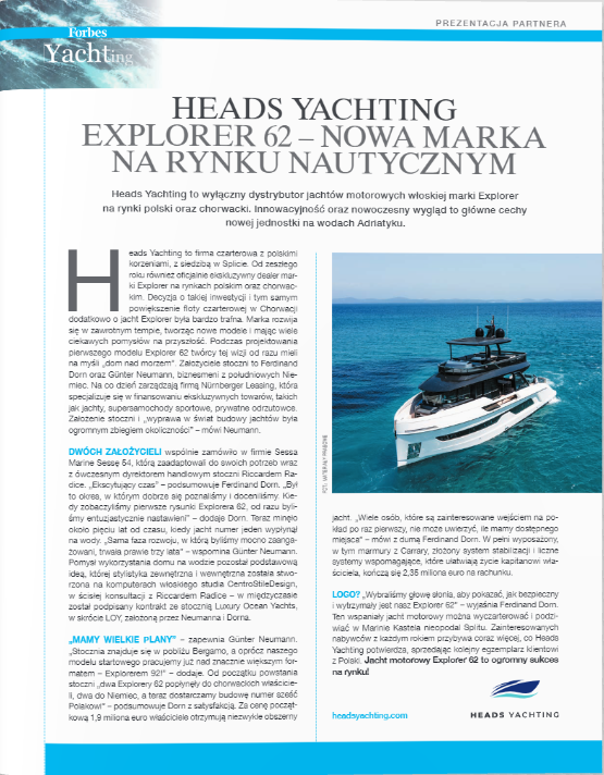 Heads Yachting Explorer 62 Reklama Forbes